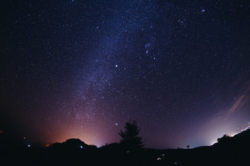Fototapeta na wymiar landscape night sky stars milky way on mountains background