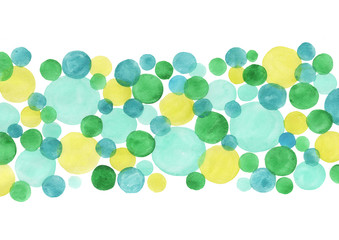 Abstract circle and dots color watercolor hand painting background.