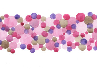 Abstract circle and dots color watercolor hand painting background.