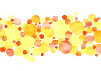 Abstract circle and dots color watercolor hand painting background.