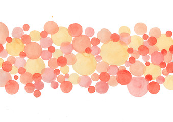 Abstract circle and dots color watercolor hand painting background.