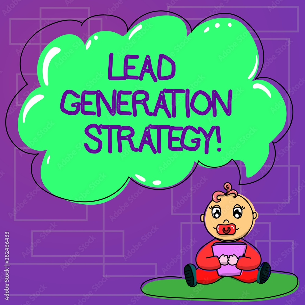 Poster handwriting text lead generation strategy. concept meaning approach in initiation of consumer intere