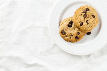 Cookies on plate with white background