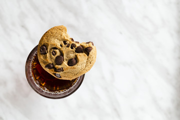 Cookie on the edge of the glass