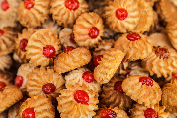 Kurabye cookies on a store counter