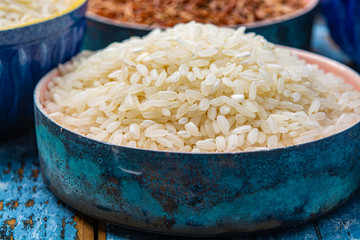 White italian arborio rice used for making risotto dish