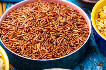 Brown long rice from Camargue, Provence, France
