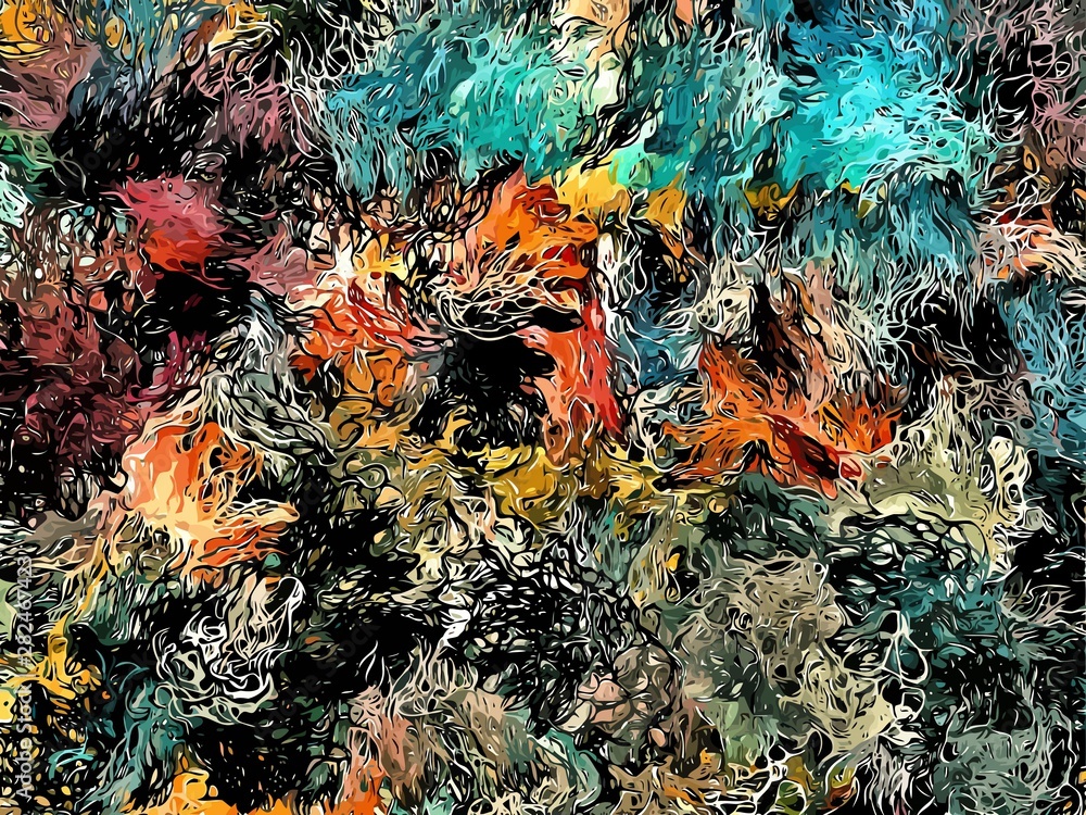 Poster abstract grunge background from color chaotic blurred spots brush strokes of different sizes.