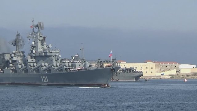 missile cruiser "Moskva" enters the port of Sevastopol