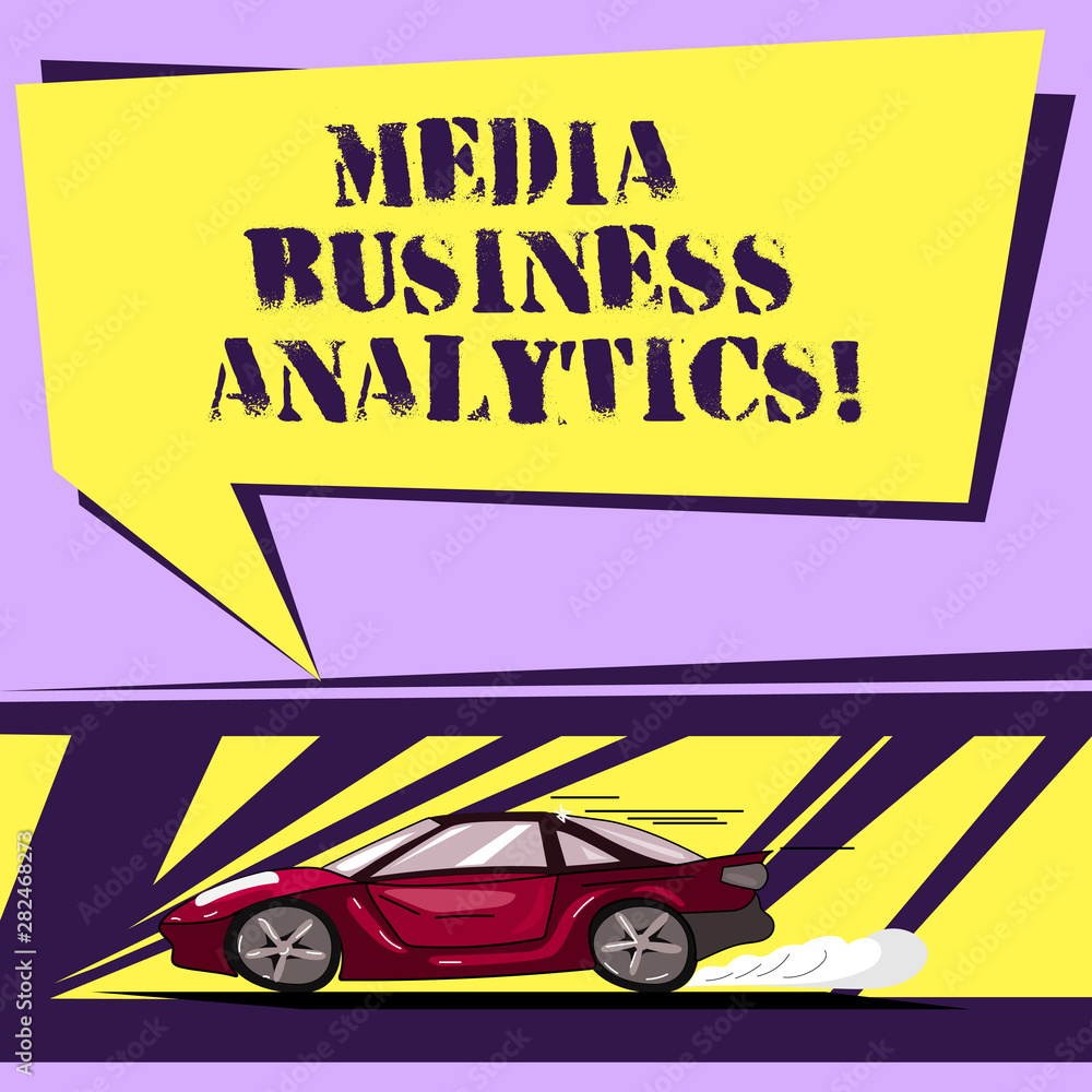 Poster writing note showing media business analytics. business photo showcasing collecting and evaluating d