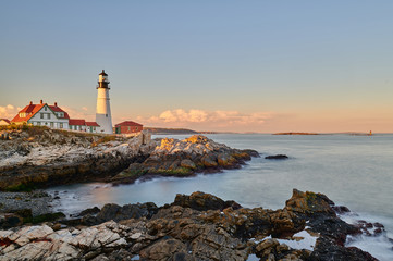 Fototapeta na wymiar Portland Head Lighthouse at Cape Elizabeth, Maine, USA.