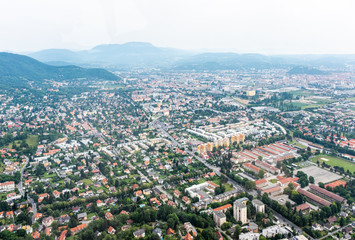 City Graz aerial view with districts Eggenberg and Wetzelsdorf, Styria