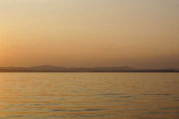 Red sunset on the lake