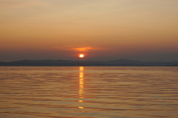 Beautiful sunset on the lake