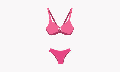 Women's bra and panties in pink. Vector illustration.
