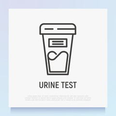 Urine test thin line icon. Medical analysis. Modern vector illustration for laboratory service.