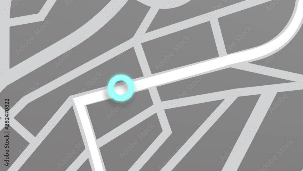 Poster 4k animation aerial view of night map with 3d building and destination moving location path with gra
