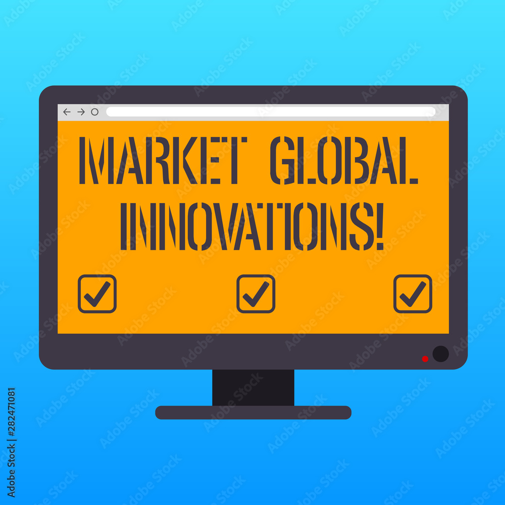 Poster handwriting text writing market global innovations. concept meaning improvement of the mix of target
