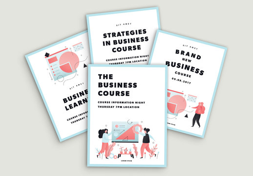Colorful Illustrative Flyer Layout Set