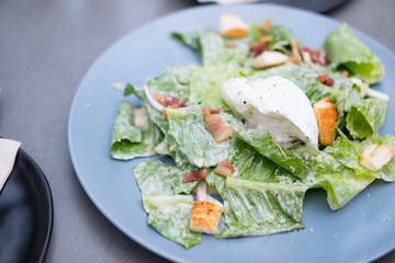 Fresh cesar salad on plate