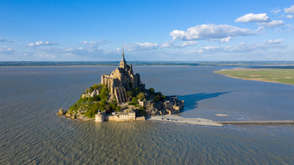 Mont Saint Michel aerial view - obrazy, fototapety, plakaty