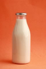 glass bottle with delicious milk..