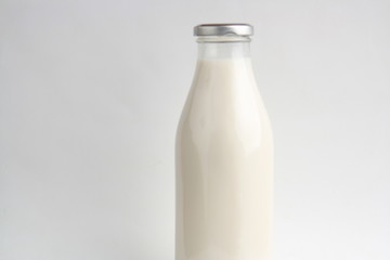 glass bottle with delicious milk..