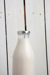 glass bottle with delicious milk..