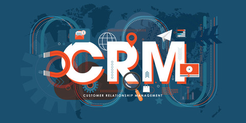 CRM or customer relationship management flat stylized vector illustration.