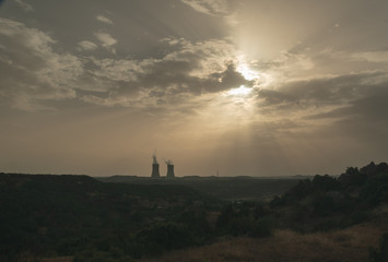 nuclear Power station cloud and sun