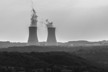 Black and white nuclear power station