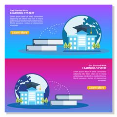 Online Education Flat Design concept. online training courses, university, tutorials. Concepts for web banners and promotional materials. Flat cartoon style. Vector illustration