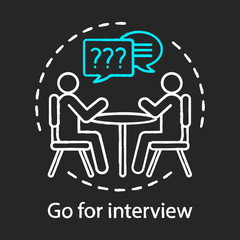 Go for interview concept chalk icon. Job interviewing idea. Headhunting. Personnel hiring. Employment, recruitment. Vector isolated chalkboard illustration