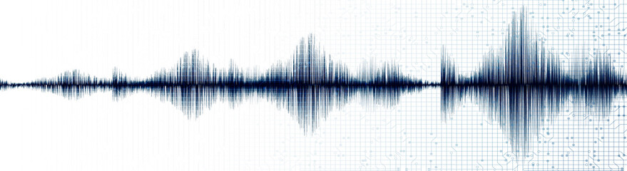 Blue Digital Sound Wave on White Technology Background,technology and earthquake wave  diagram concept,design for Technology  and science,Vector Illustration.