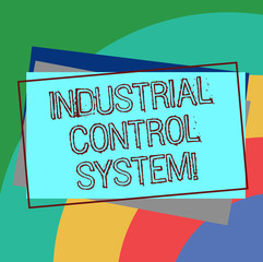 Text sign showing Industrial Control System. Conceptual photo integration of hardware and software with network Pile of Blank Rectangular Outlined Different Color Construction Paper