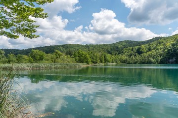 Beautiful lake in Plitvice national park in Croatia
