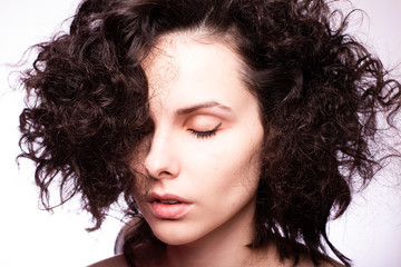 beautiful young curly girl portrait