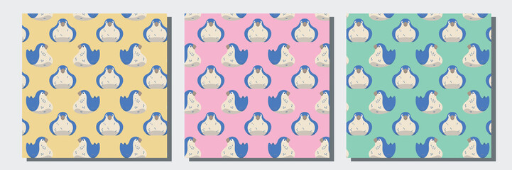 Seamless pattern blue birds