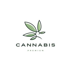 cannabis logo vector icon illustration with continuous line with color fill