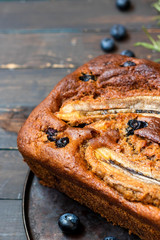 Homemade Banana Blueberry cake with rosemary