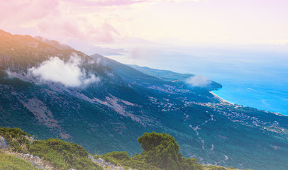 View from Llogara pass in Llogara National Park in Albania