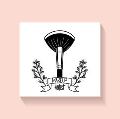 Naklejka premium make up brush accessory in floral frame