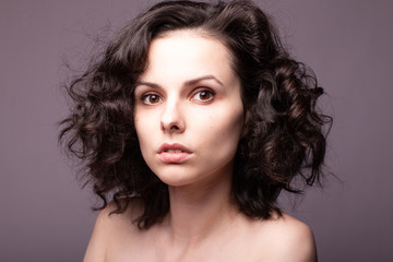 Naklejka premium beautiful young curly girl portrai