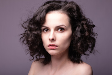 beautiful young curly girl portrait