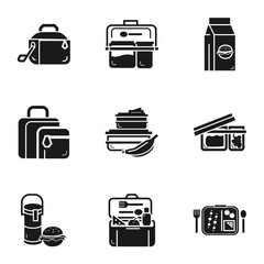 Breakfast box icon set. Simple set of 9 breakfast box vector icons for web design isolated on white background