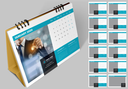 Desk Calendar Layout with 3 Months per Page