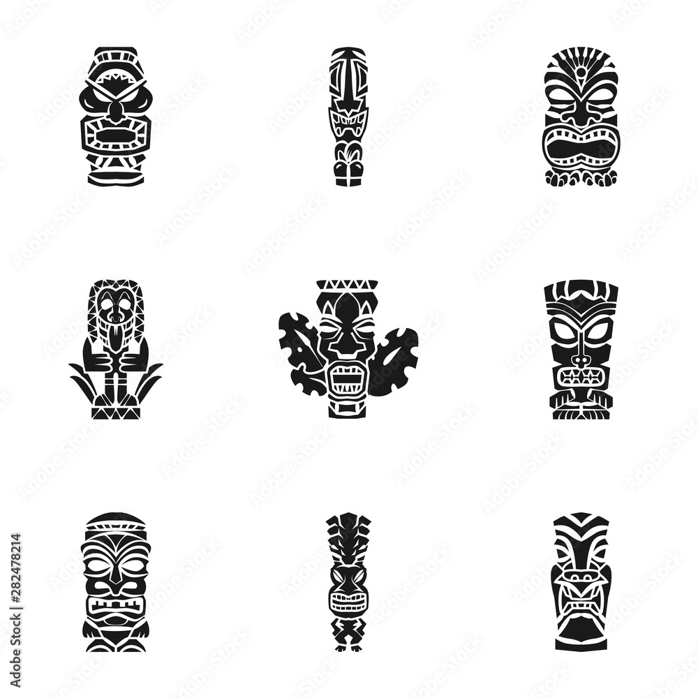 Poster totem idol icon set. simple set of 9 totem idol vector icons for web design isolated on white backgr