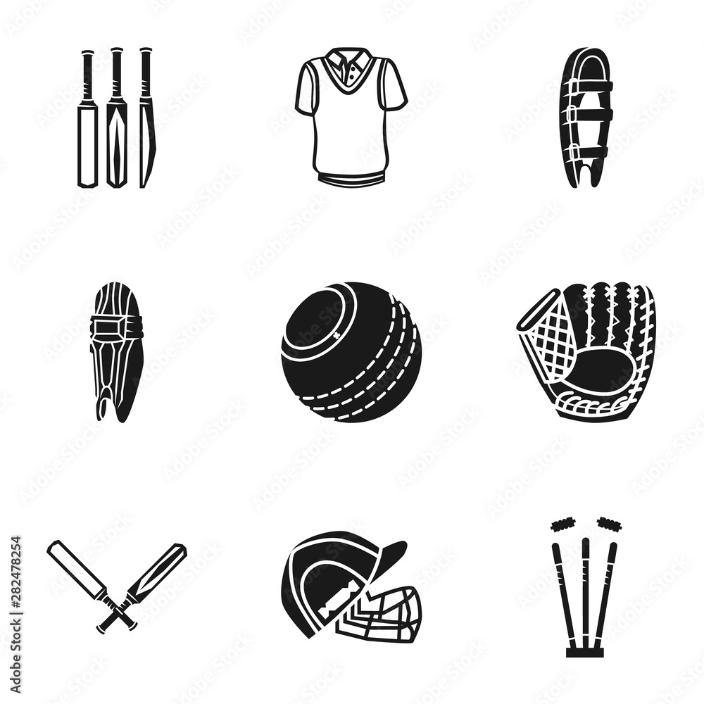 Poster cricket tools icon set. simple set of 9 cricket tools vector icons for web design isolated on white 