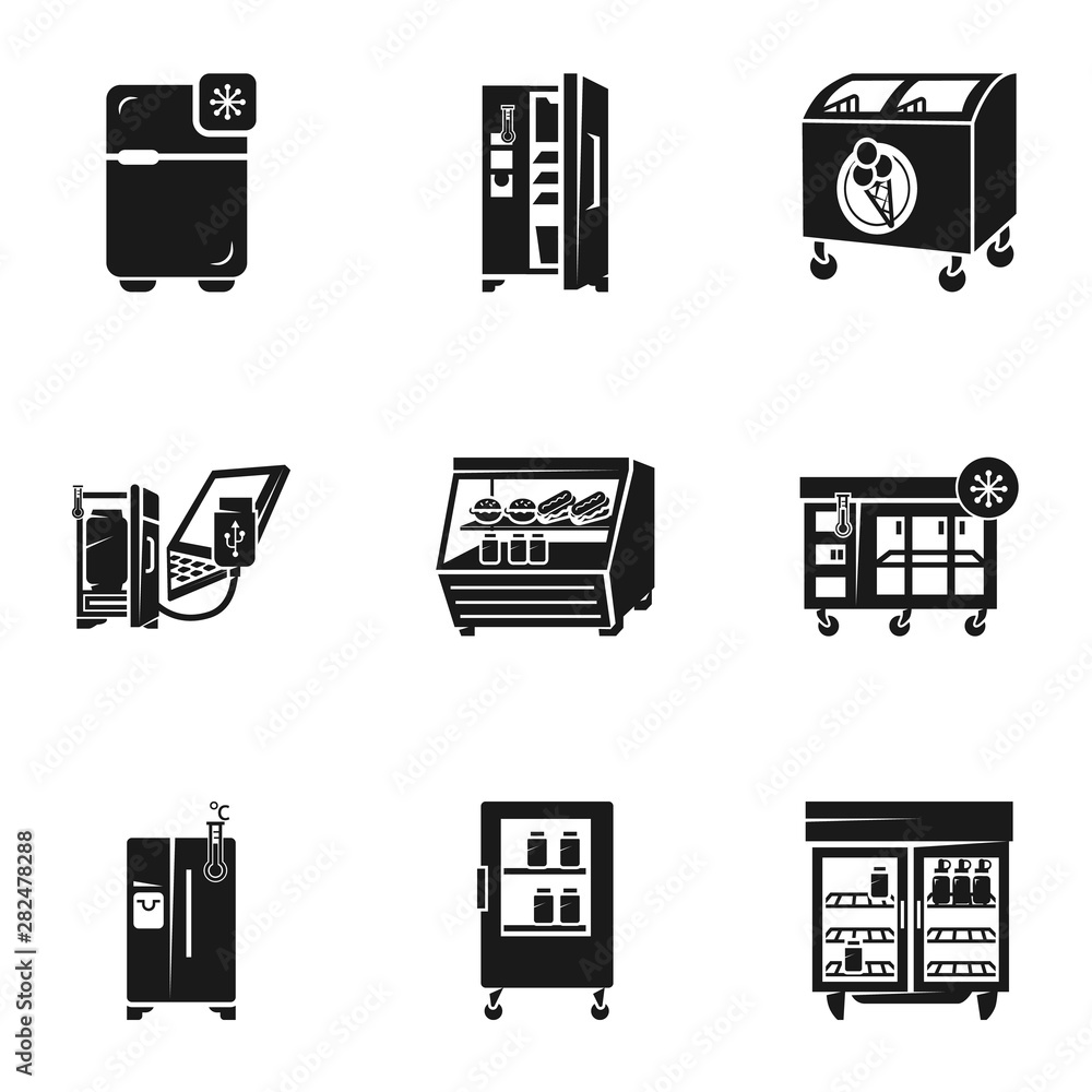Poster refrigerator icon set. simple set of 9 refrigerator vector icons for web design isolated on white ba