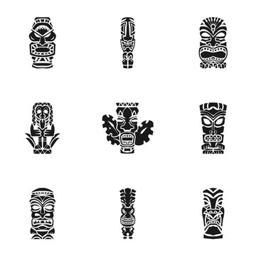 Totem idol icon set. Simple set of 9 totem idol vector icons for web design isolated on white background